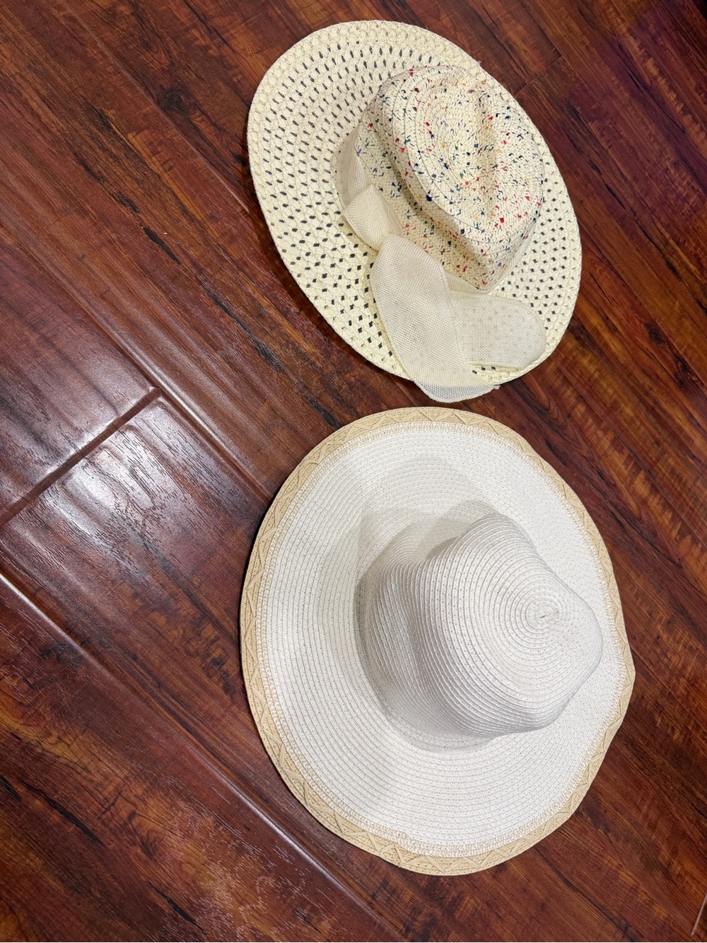 Cream Straw Sun Hat Duo